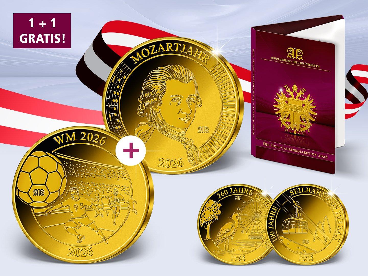 Doppelstart: Die Gold-Gedenkausgaben "Mozartjahr" und "WM 2026"