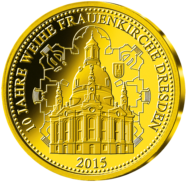 Goldmünze zu 10 Jahre Weihe der Dresdner Frauenkirche