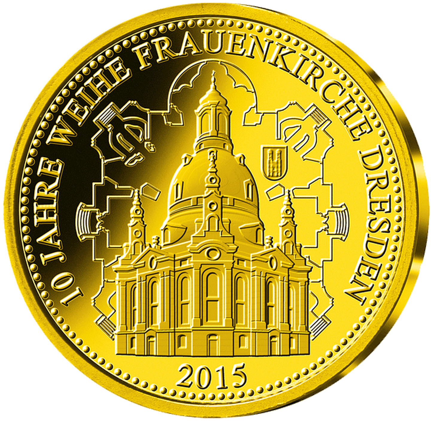 Goldmünze zu 10 Jahre Weihe der Dresdner Frauenkirche