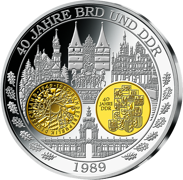 Münze zu 40 Jahre BRD und DDR