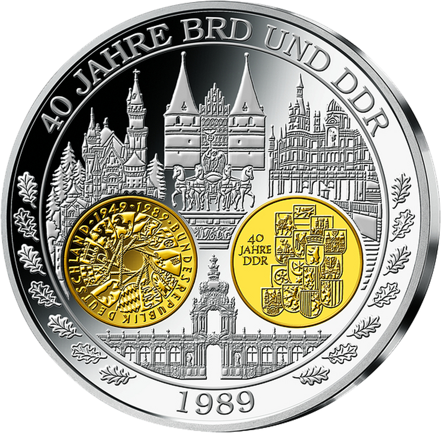 Münze zu 40 Jahre BRD und DDR