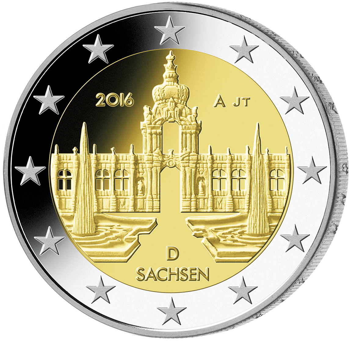 2-Euro-Münze mit dem Dresdner Zwinger