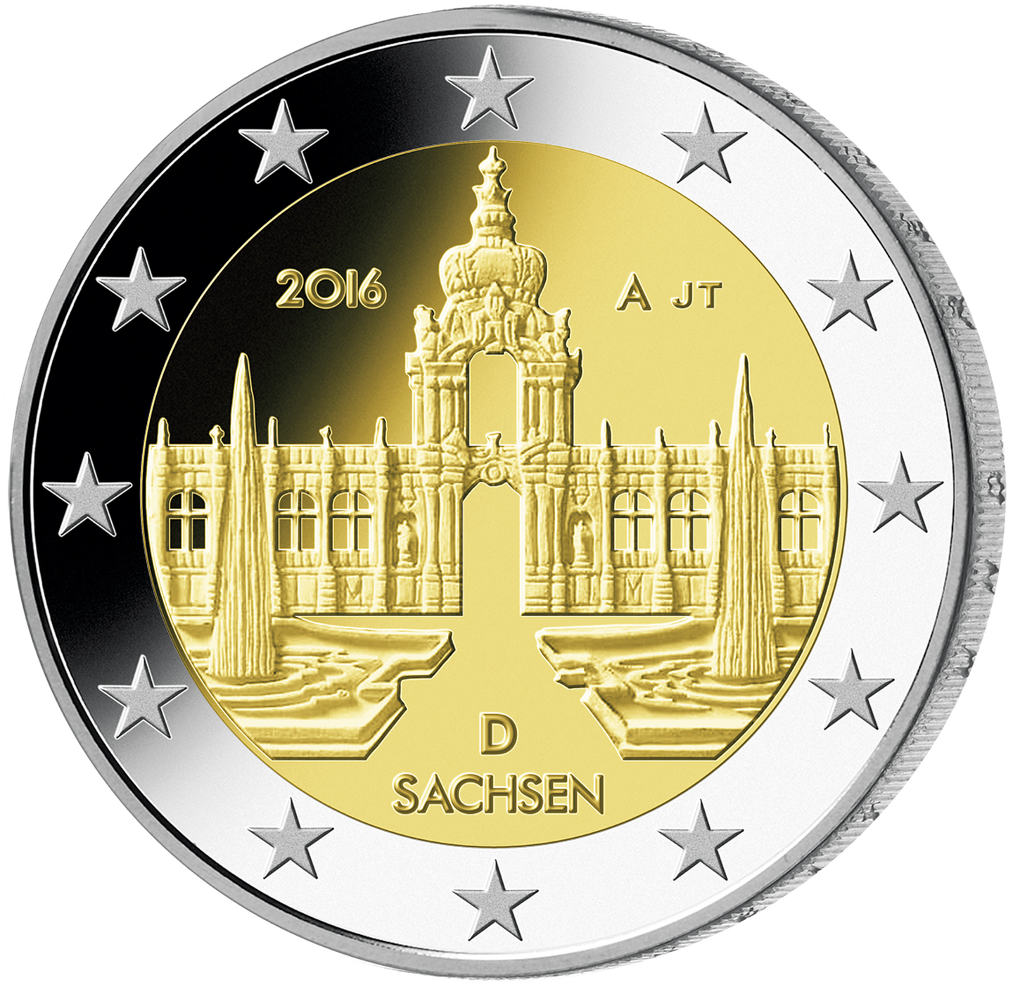 2-Euro-Münze mit dem Dresdner Zwinger