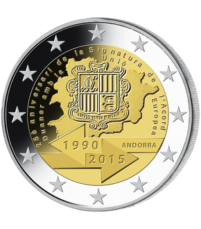 Andorras 2-Euro-Gedenkmünze 2015 "25 Jahre Zollunion mit der EU"