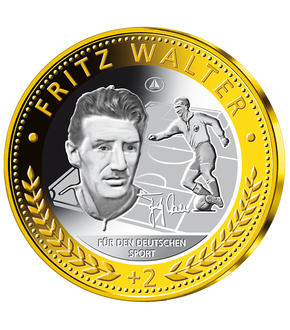 Zum Jubiläum "50 Jahre Deutsche Sporthilfe": Deutschlands größte Sportler aller Zeiten in Silber und Gold – Startlieferung „Fritz Walter“!