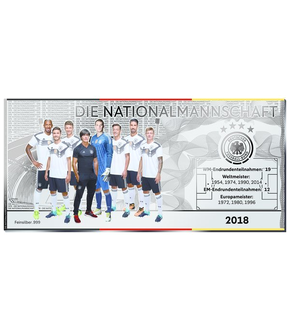Der offizielle Silber-Flatbar "Die Nationalmannschaft" mit eingeprägtem Sicherheits-Merkmal!