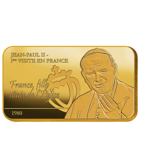 Lingot en or pur «Jean-Paul II - 1ère visite en France»