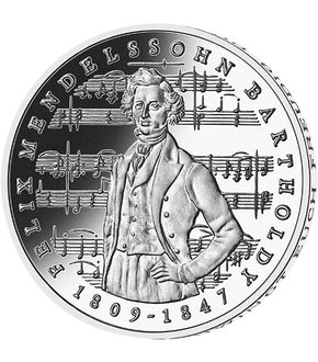 Offizielle 5 DM-Gedenkmünze "Felix Mendelssohn-Bartholdy"