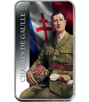 Lingot en argent le plus pur colorisé «Charles de Gaulle (1890 - 1970)»