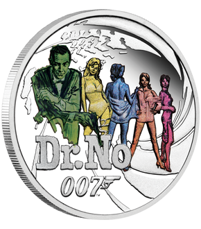 Monnaie argentée & colorisée « James Bond 007 contre Dr. No »