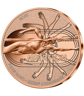 Monnaie de 1/4 Euro en acier cuivré «PARIS 2024 - Les Sports: Natation» 2021