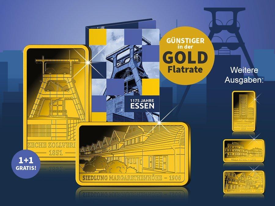 Die exklusive Goldbarren-Kollektion "1175 Jahre Essen – das Herz des Reviers"