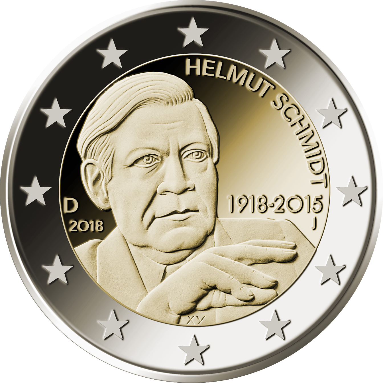 2-Euro-Münze mit Helmut Schmidt