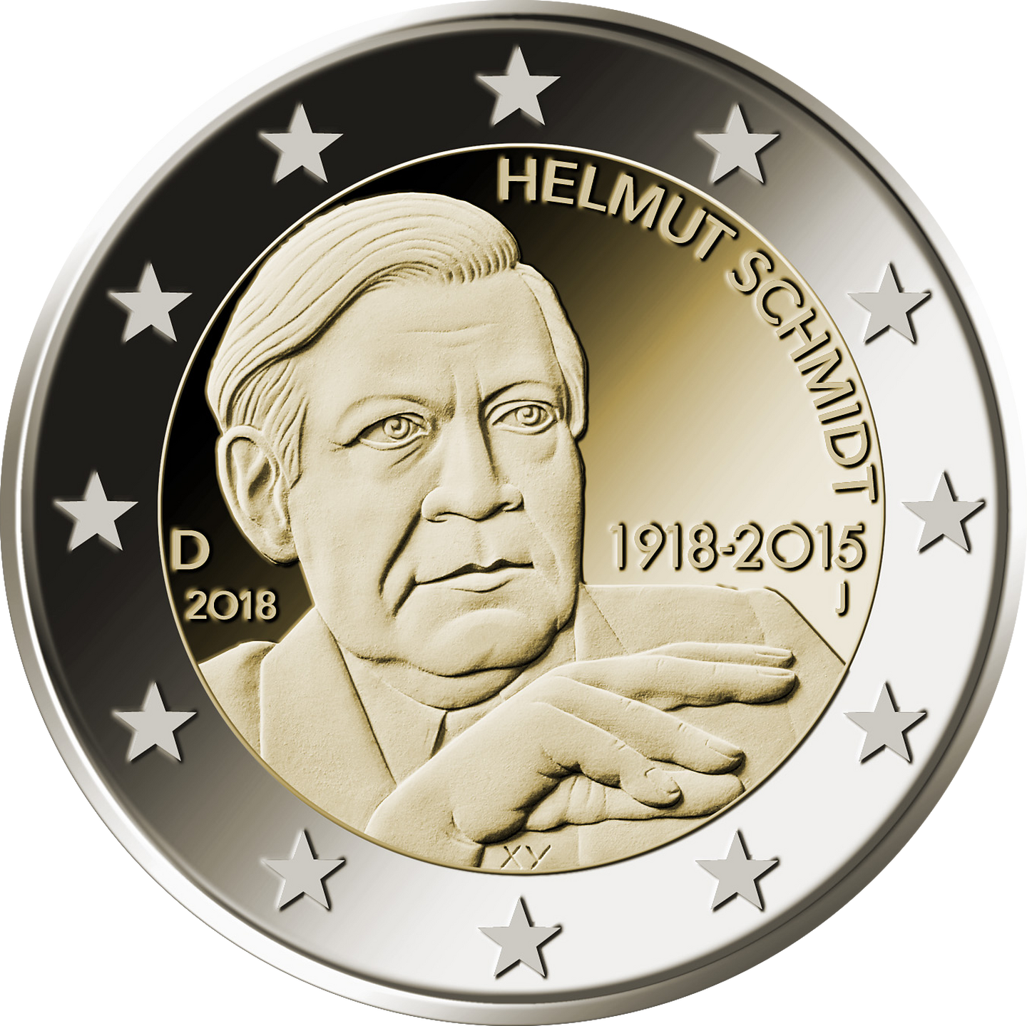 2-Euro-Münze mit Helmut Schmidt