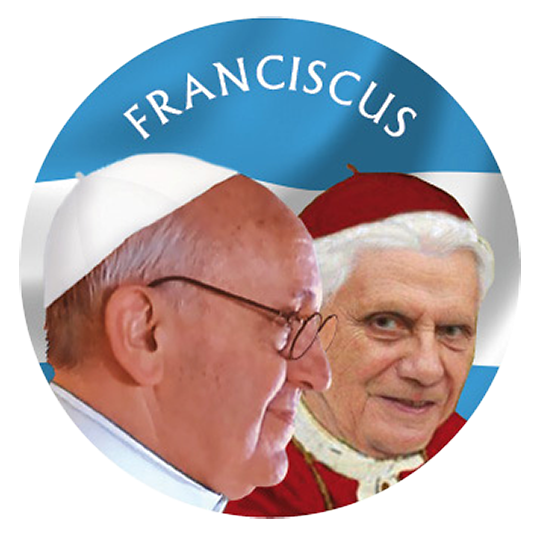 Doppelporträt der Päpste Franziskus und Benedikt XVI.