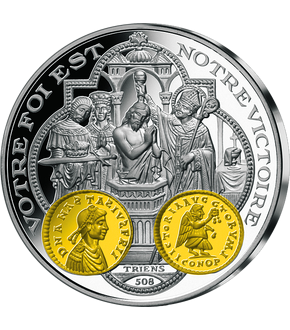 Frappe en argent pur 2000 ans d'histoire monétaire française: «Le Triens de Clovis 508»
