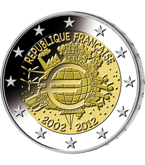 Monnaie de 2 Euros «10 ans de l'Euro» France 2012