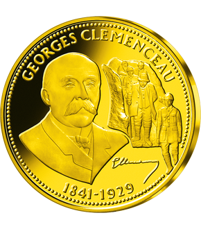 Frappe en cuivre doré à l'or pur Nos Grands Hommes «Georges Clemenceau 1841-1929»