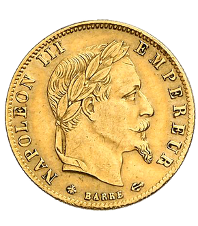 Monnaie ancienne française 5 Francs or «Napoléon III Tête Laurée»