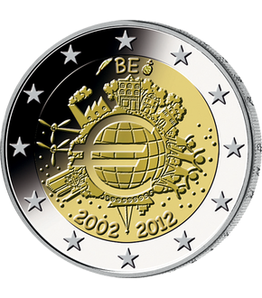 Monnaie de 2 Euros «10 ans de l'Euro» Belgique 2012 