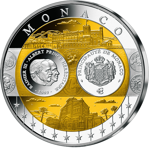 Première frappe en hommage à l'Euro en cuivre argenté: «Monaco»