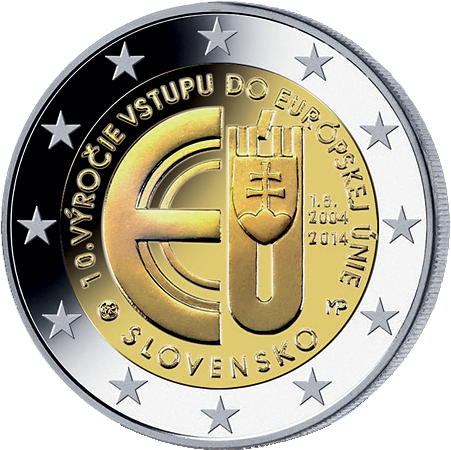 Monnaie de 2 Euros «10e anniversaire de l'adhésion de la République slovaque à l'Union européenne» Slovaquie 2014