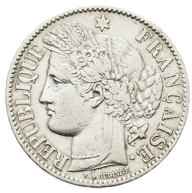 Monnaie de 2 Francs en argent massif «Céres - IIIème République»
