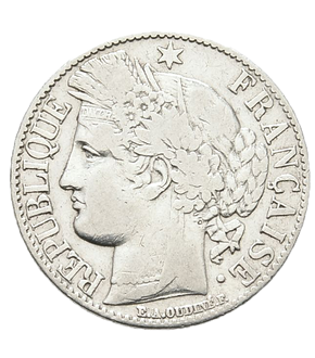 Monnaie de 1 Franc en argent massif «Cérès - IIIème République»