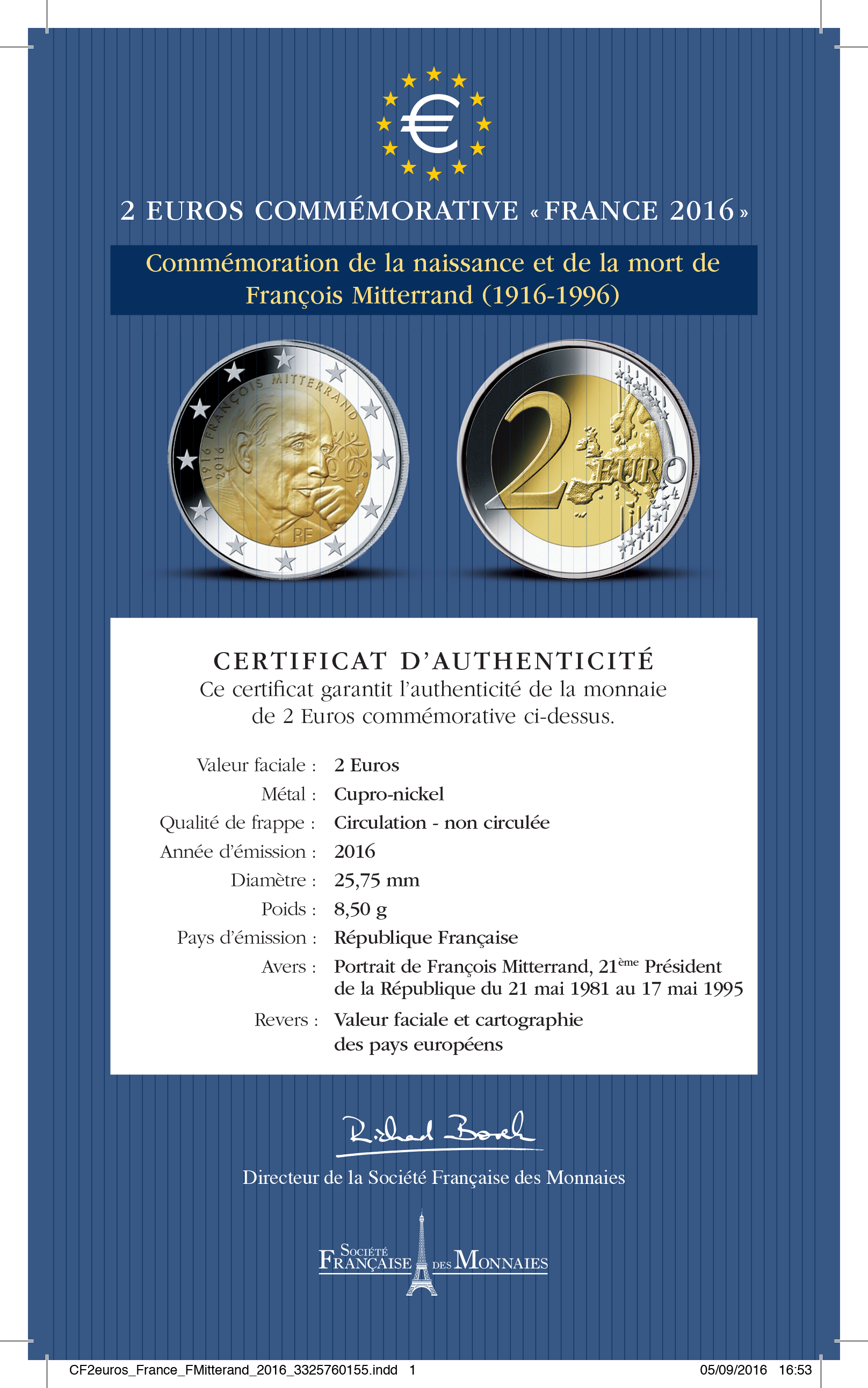 François Mitterrand 2€ commémorative