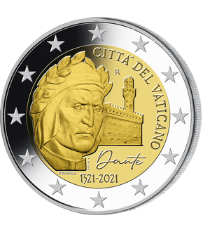 Monnaie commémorative de 2 Euros «700 ans de la mort de Dante Alighieri» Vatican 2021