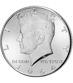 Monnaie Half Dollar en argent massif "JF Kennedy" 1964
