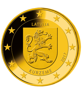 Frappe 2 Euros dorée « Les régions de Lettonie : Kurzeme (Courlande) »