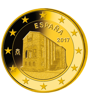 Frappe 2 Euros dorée à l´Or « UNESCO - Monuments d’Oviedo et du royaume des Asturies» Espagne 2017