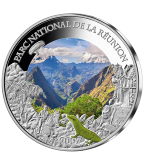 Frappe en argent colorisé «Parc national de la Réunion»