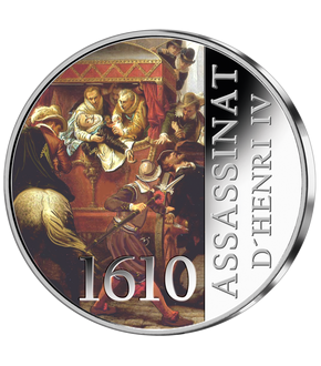 Frappe en argent colorisé « 1610, assassinat d’Henri IV »
