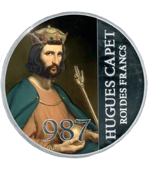 Frappe en argent « 987, Hugues Capet roi des Francs »