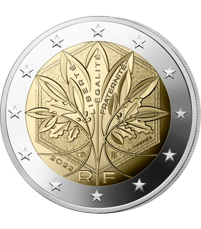 Monnaie commemorative de 2€ nouvel avers : Chêne et Olivier - France 2022