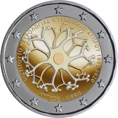 Monnaie de 2 Euros «30ème anniversaire de l'Institut chypriote de neurologie et de génétique» Chypre 2020