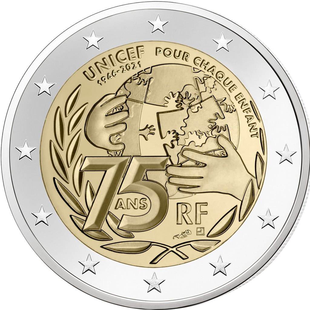 Monnaie commémorative de 2 Euros «75ème anniversaire de l’UNICEF» France 2021