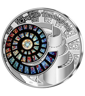Frappe en argent massif avec incrustation de vitrail transparent en spirale «Chapelle Thanksgiving de Dallas»