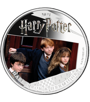 Monnaie colorisée & argentée à l’argent pur «Les films Harry Potter - Harry, Ron & Hermione»