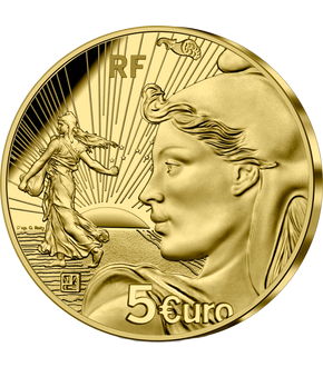 Monnaie de 5 Euros en or pur «Semeuse - Les 20 ans de l'euro» 2022
