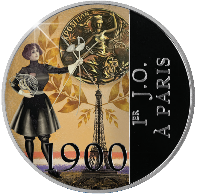 La frappe en argent colorisé « 1900, 1er Jeux Olympiques à Paris »
