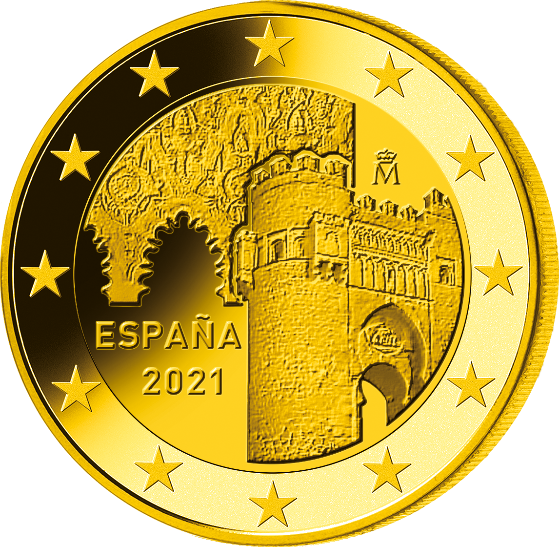Frappe 2 Euros dorée «Puerta del Sol» Espagne 2021