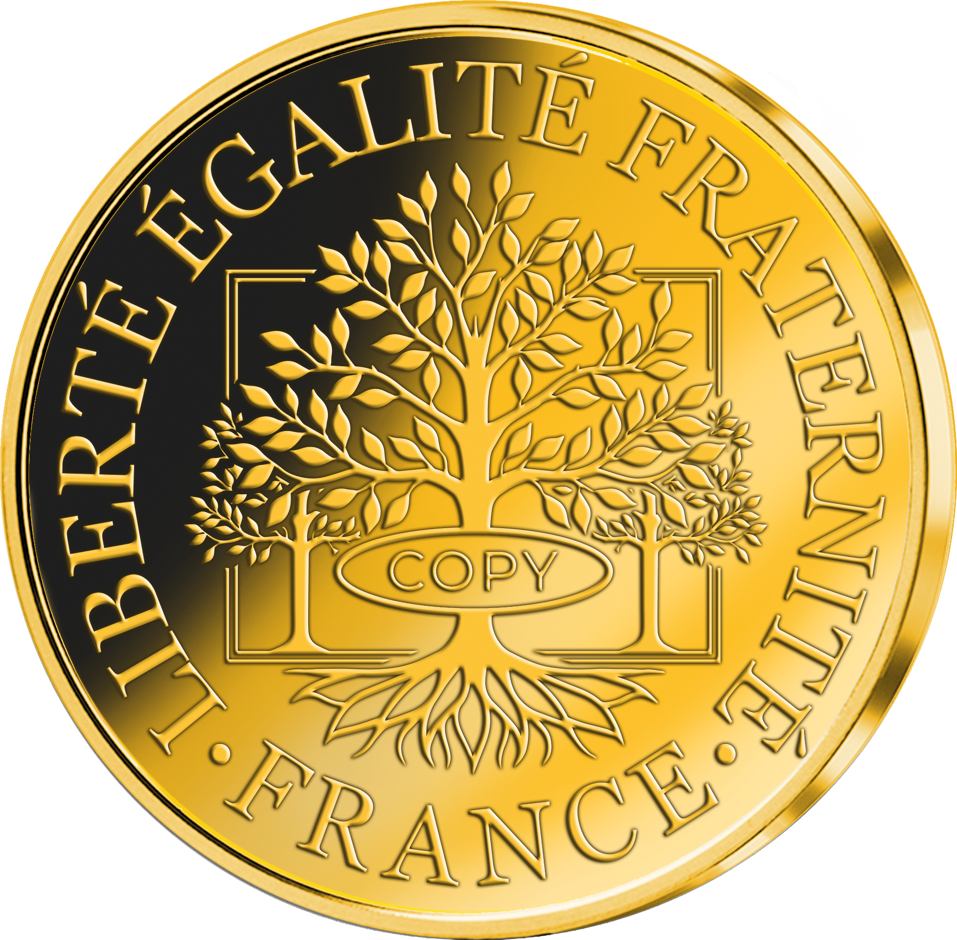 Frappe en or «Liberté Égalité Fraternité» 