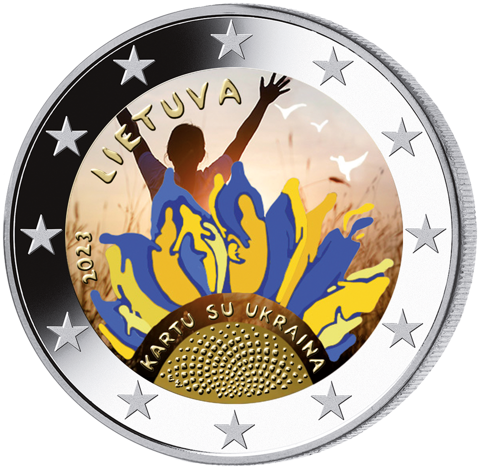 Litauen 2 € 2023 Zusammen Ukraine colori