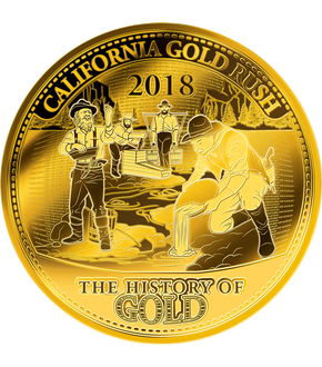 Collection : Les Monnaies 1/100 d'once or « L'Histoire de l'Or » ! Première livraison « Ruée vers l'Or en Californie » grand diamètre: 45 mm !