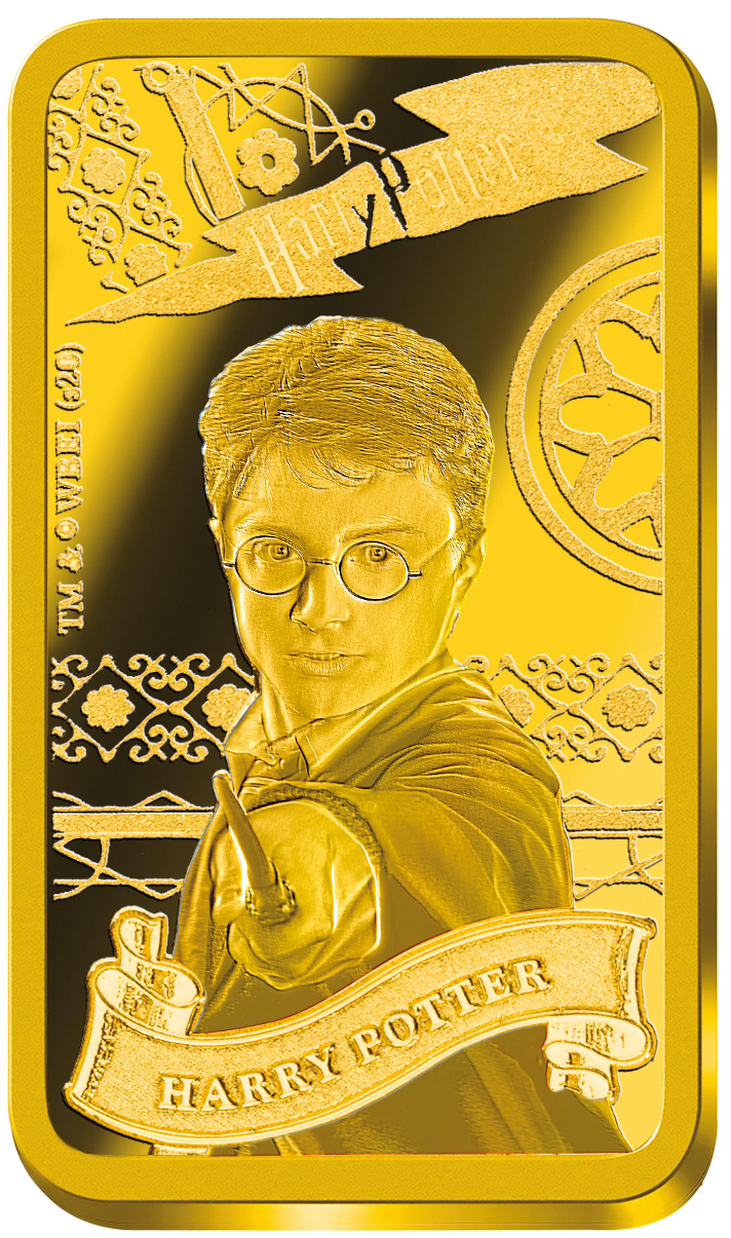 Deine Startlieferung: Die Vorderseite des Goldbarrens "Harry Potter"