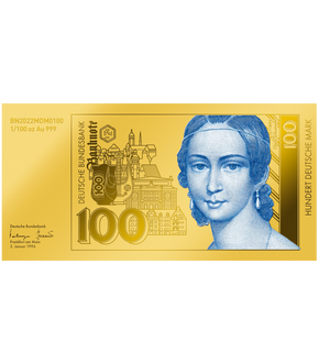 Die Deutsche-Mark-Banknoten in Gold gewürdigt – Start: „100 D-Mark“!