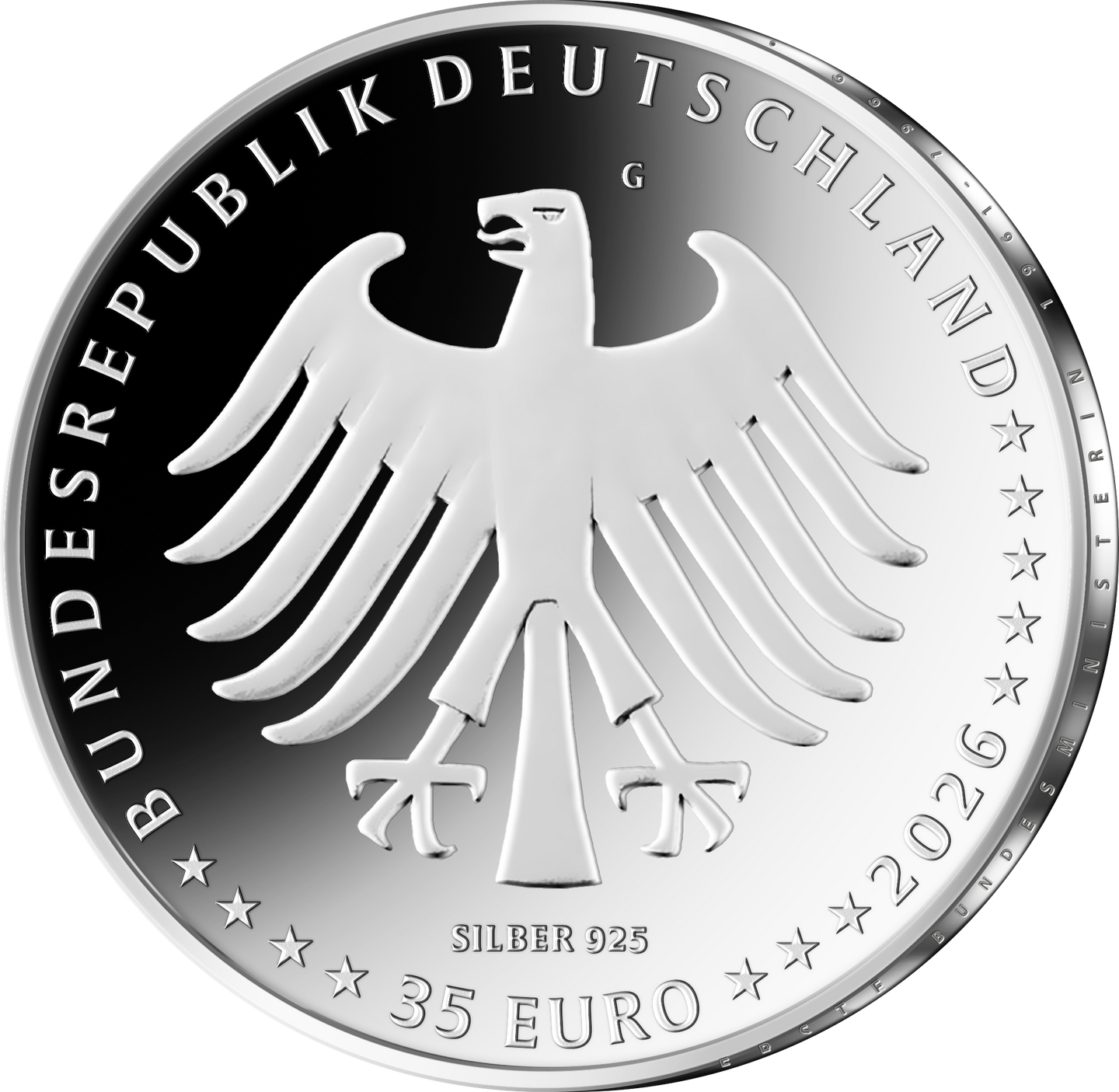Die Wertseite der 35-Euro-Gedenkmünze "Elisbeth Schwarzhaupt" in PP